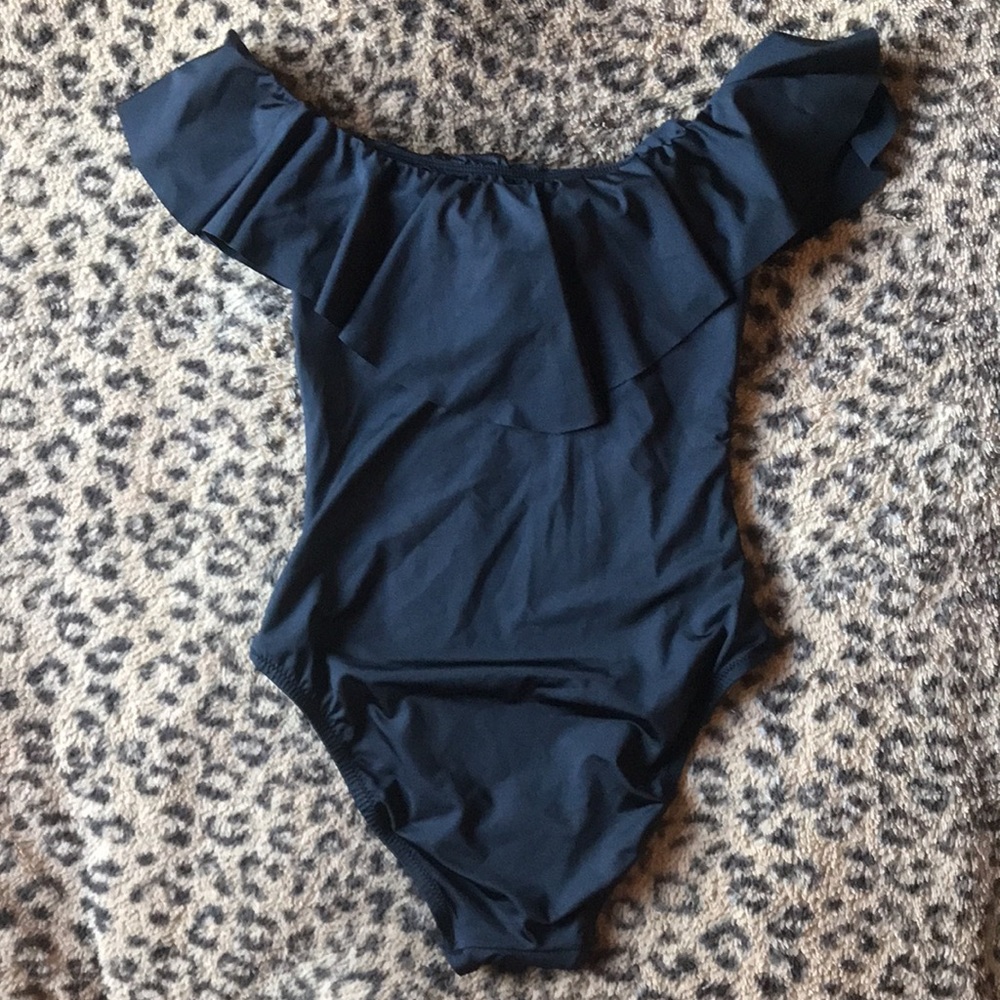 NWOT | Trina Turk Monaco Off The Shoulder Ruffle One Piece Swimsuit Size 2 - Picture 4 of 11